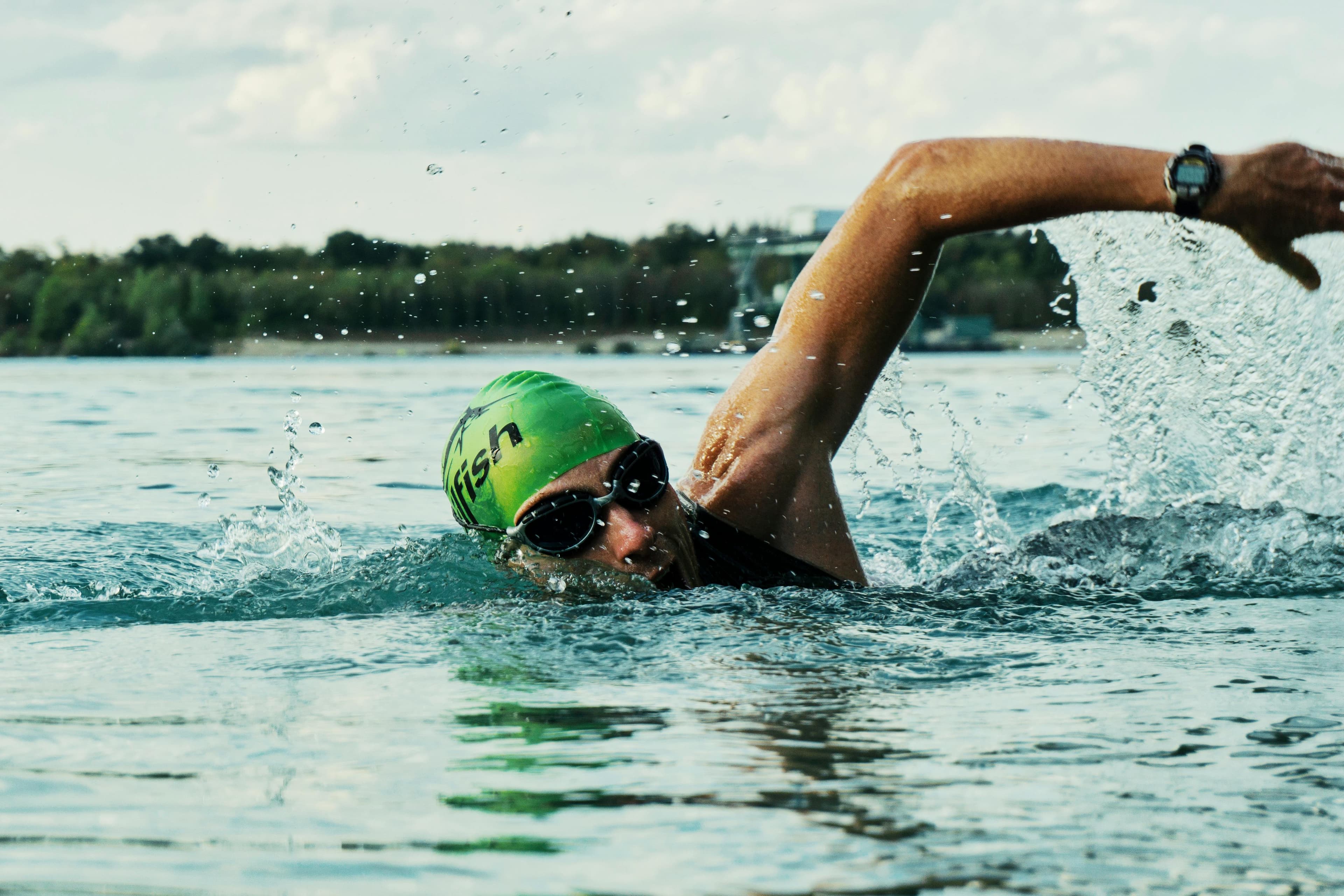 Swimmer in open water