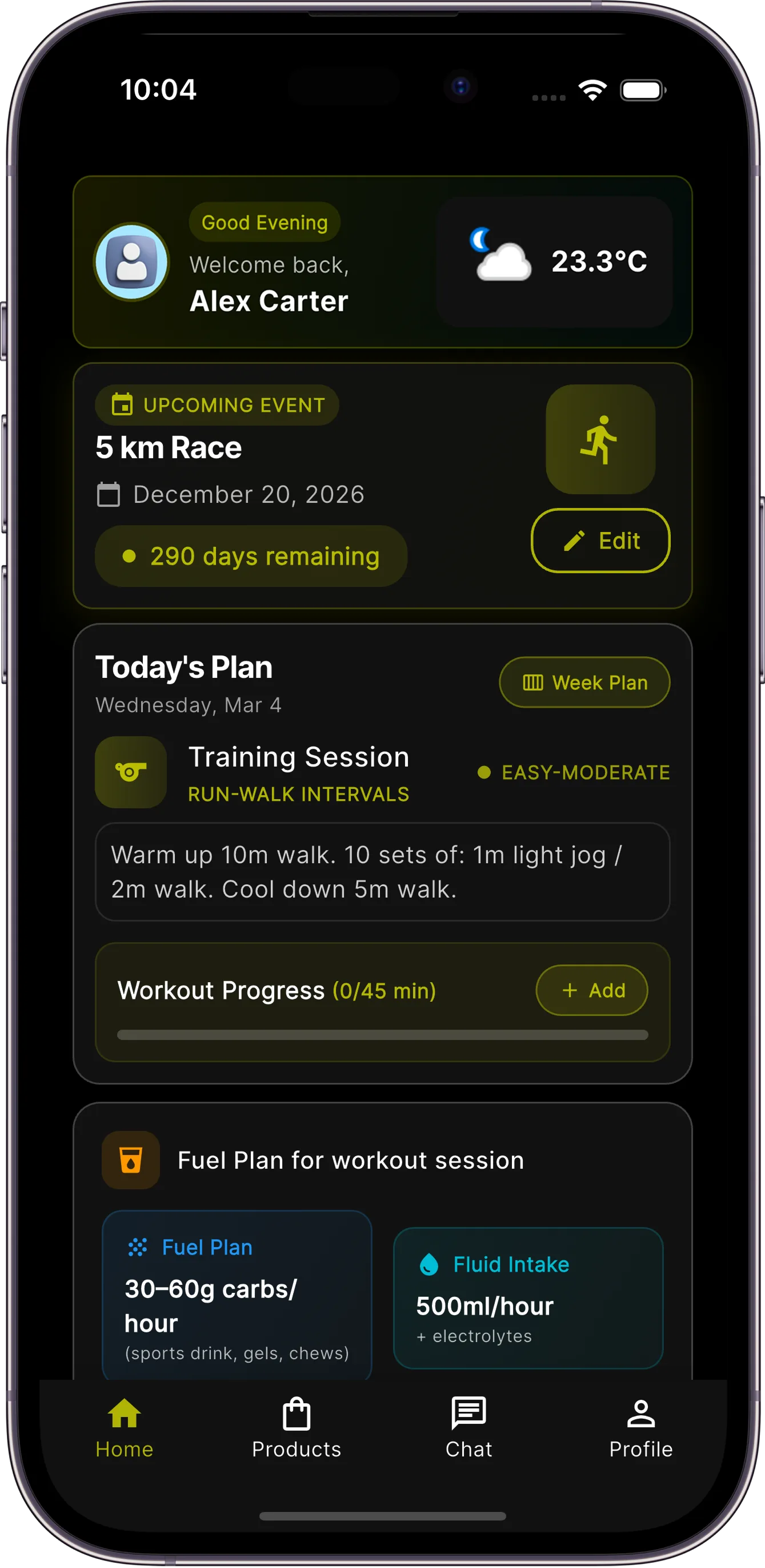 Fuelish Pro home plan screen