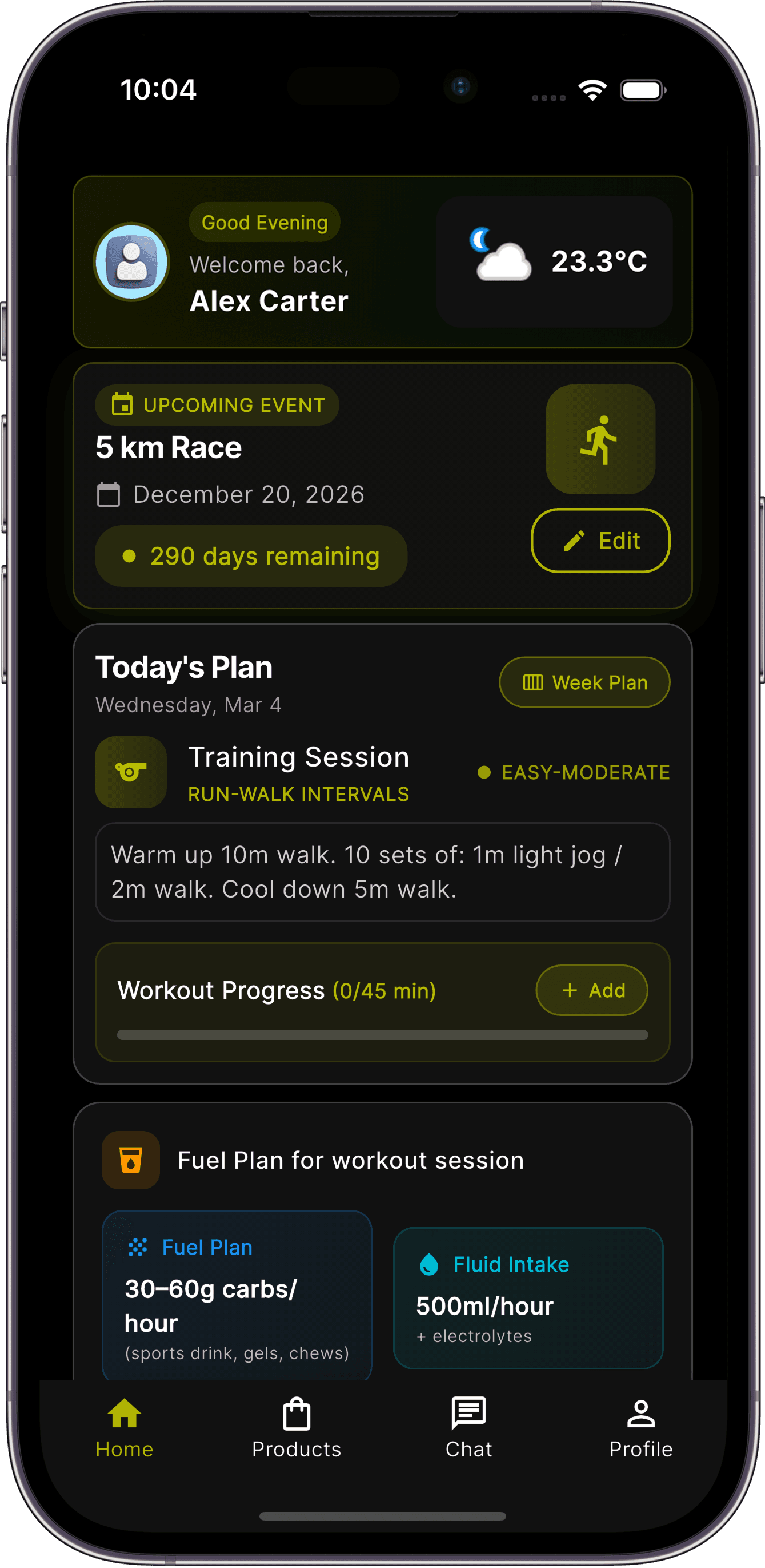 Fuelish Pro home plan screen